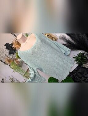 Express Teal Aqua Sweater Blouse Top MD